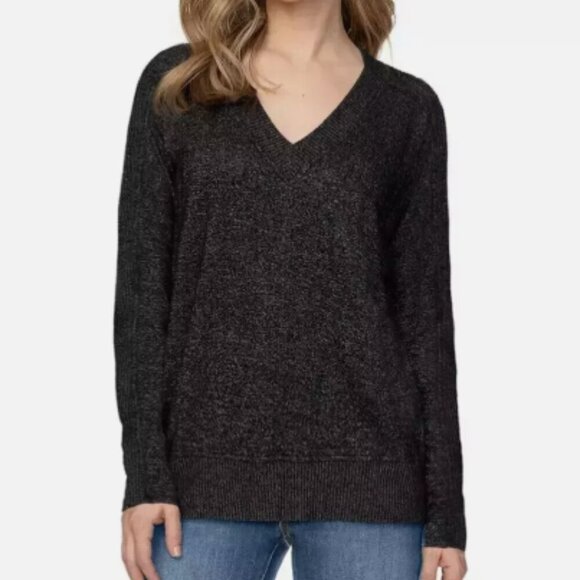 NEW Buffalo David Bitton Womens L Black V-Neck Lightweight Sweater - Picture 1 of 7